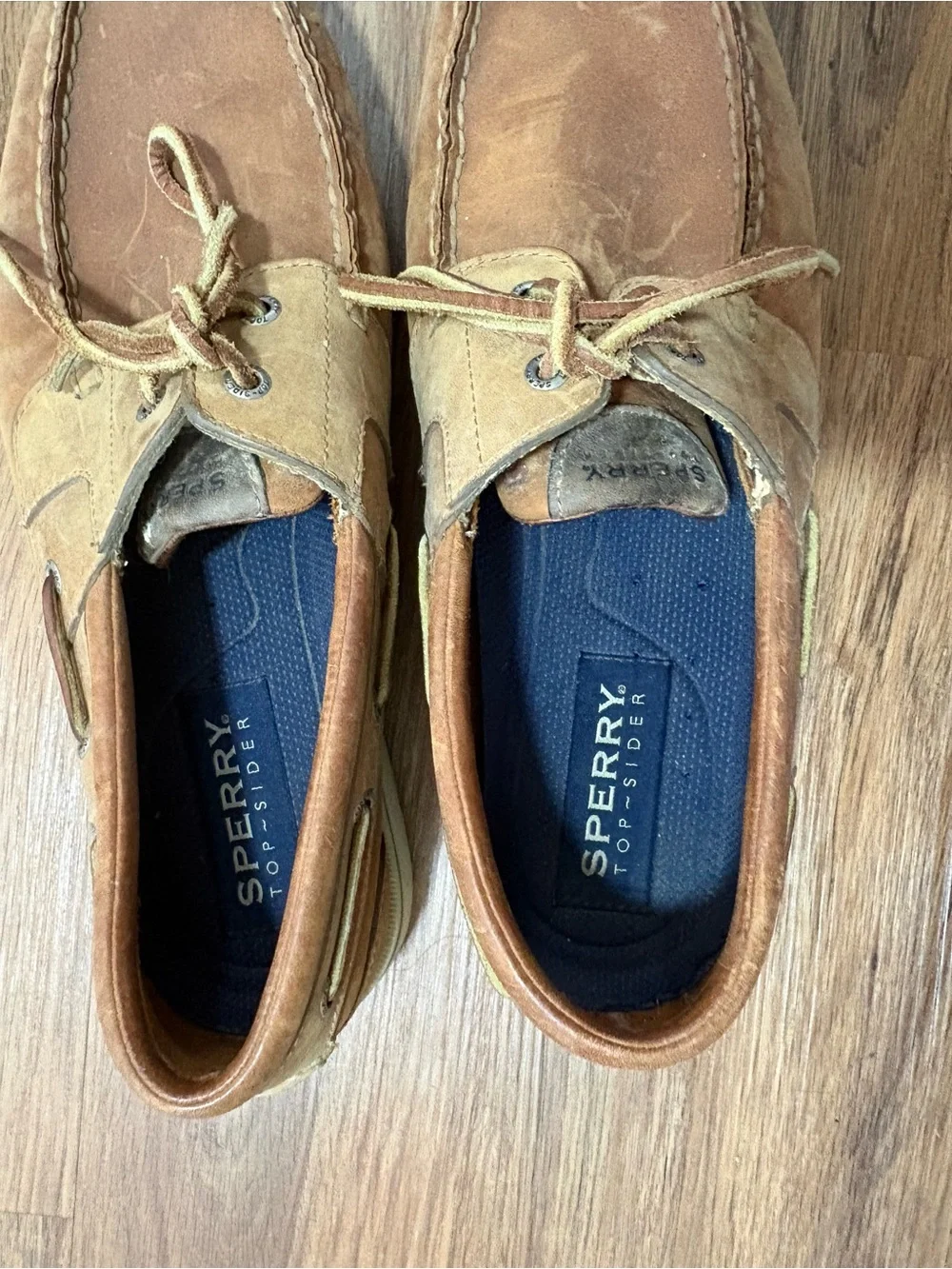 Sperry Top-Sider Men’s Leather Boat Shoes Brown Size 11.5W Wide Lace Up